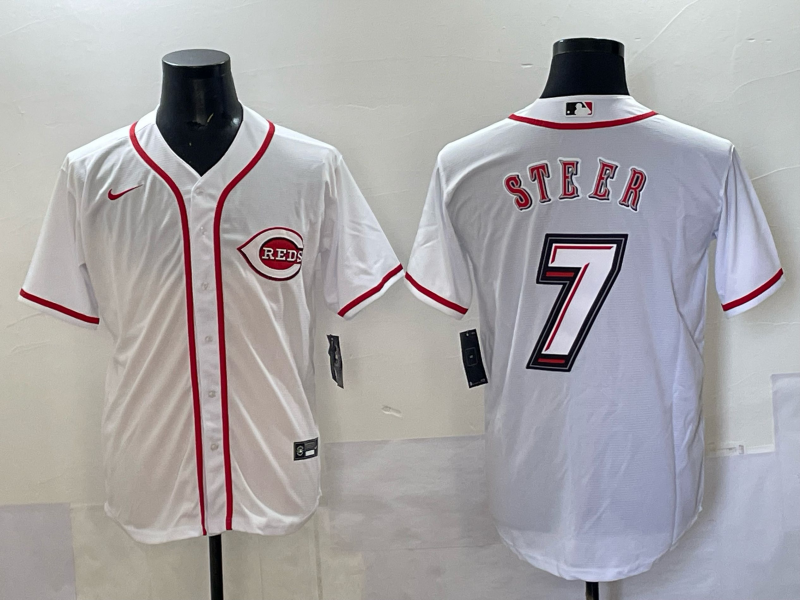 Men Cincinnati Reds #7 Steer white 2025 Nike MLB Jersey 005